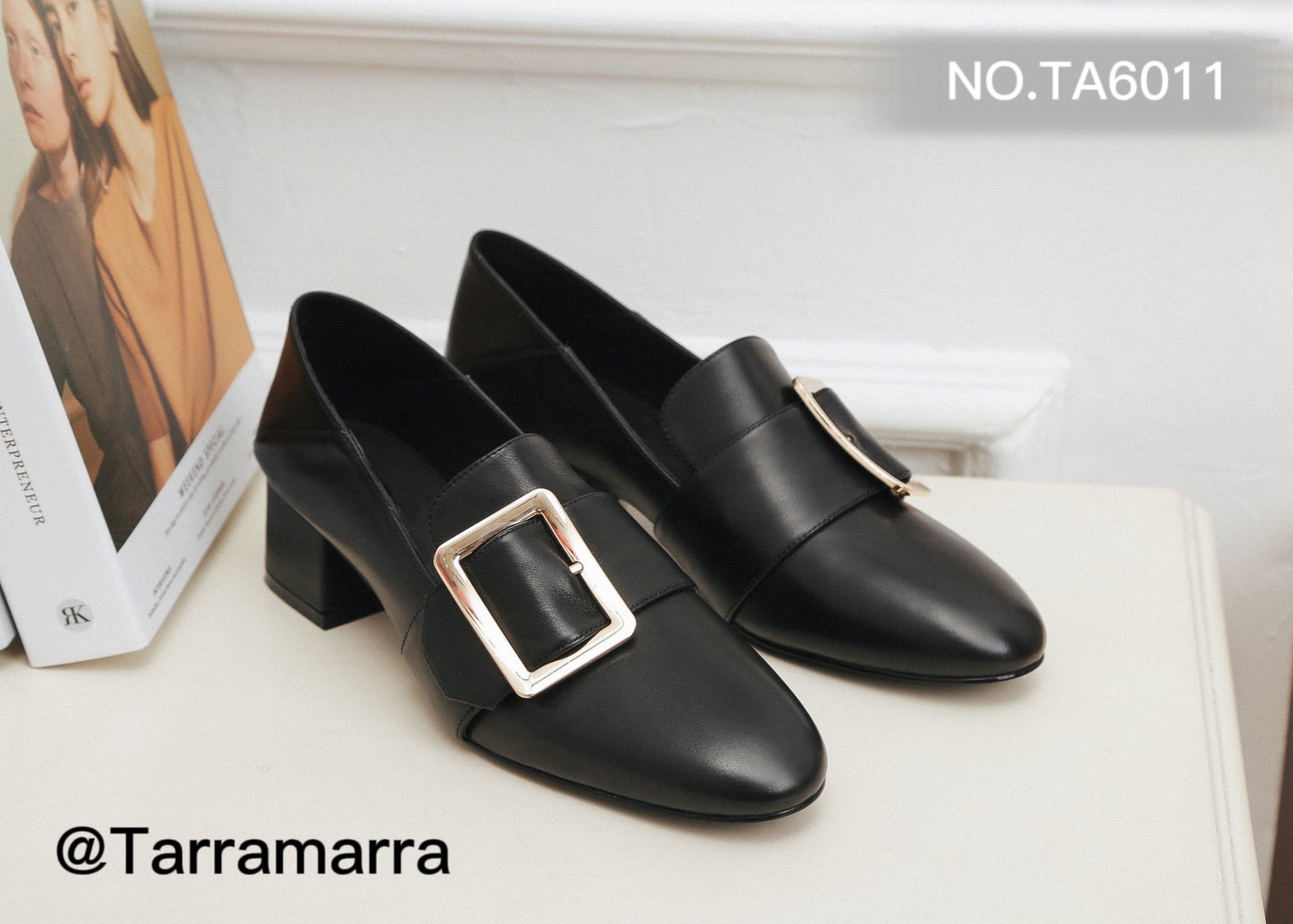 TARRAMARR Low Block Leather Heels Sammi TA6011