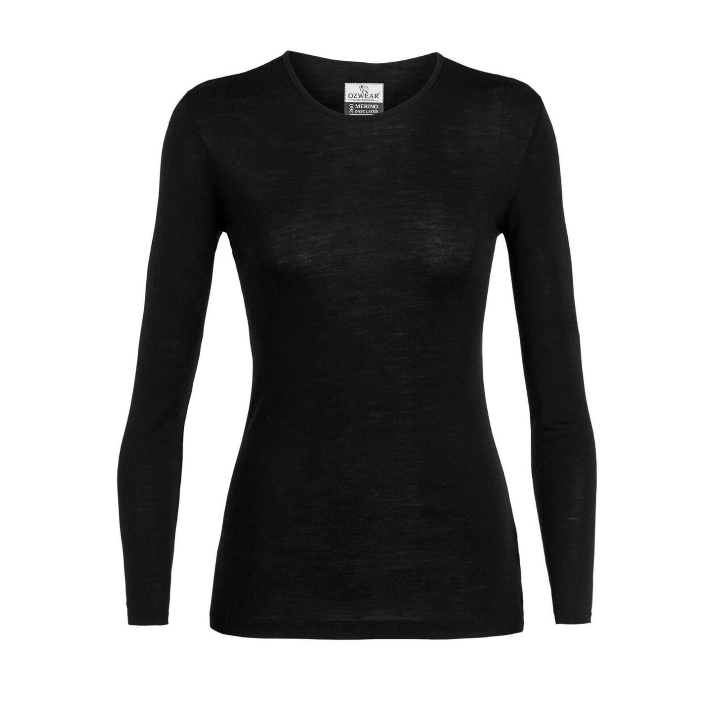 Women'S 260GM 100% Merino Wool Long Sleeve Crew OZWBL003