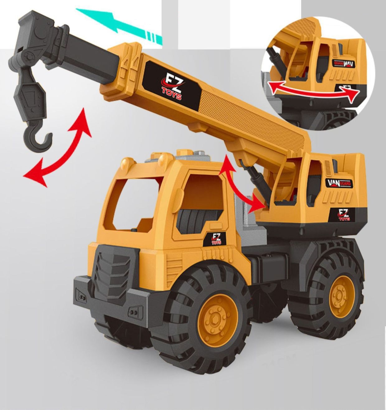 Large Engineering Vehicle Toy Set: Excavator, Crane, Mixer, and Dump Truck Models for Kids' Outdoor Sand Play and Fun