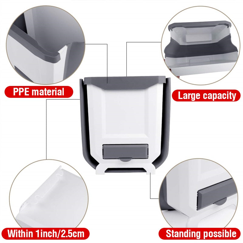 Foldable Trash Bin Hanging Waste Bin For Kitchen Garbage Can