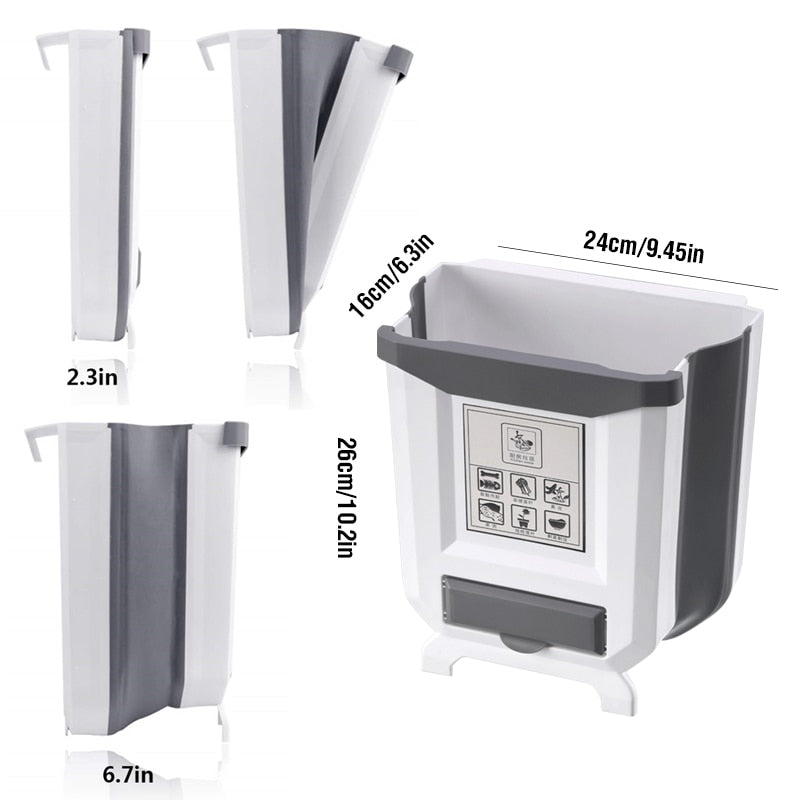 Foldable Trash Bin Hanging Waste Bin For Kitchen Garbage Can