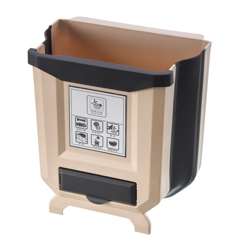 Foldable Trash Bin Hanging Waste Bin For Kitchen Garbage Can