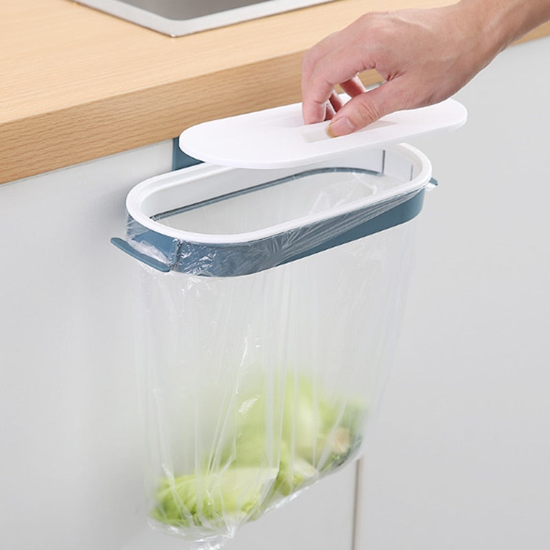 Kitchen Hanging Trash Can Cabinet Door Basket Waste Bin Garbage Rack Tool Storage Holder Kitchen Organizer