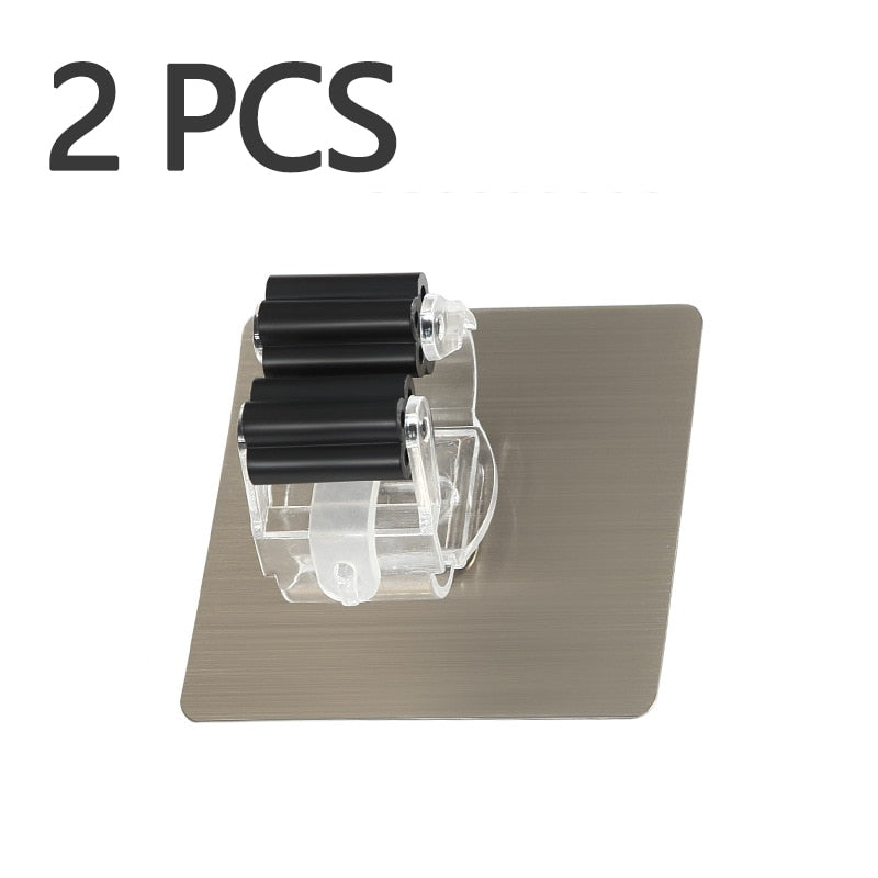 Multi-Purpose Hooks 2/4pcs Adhesive Wall Mounted Mop Holder Broom Hanger Hook Kitchen bathroom Strong Hooks
