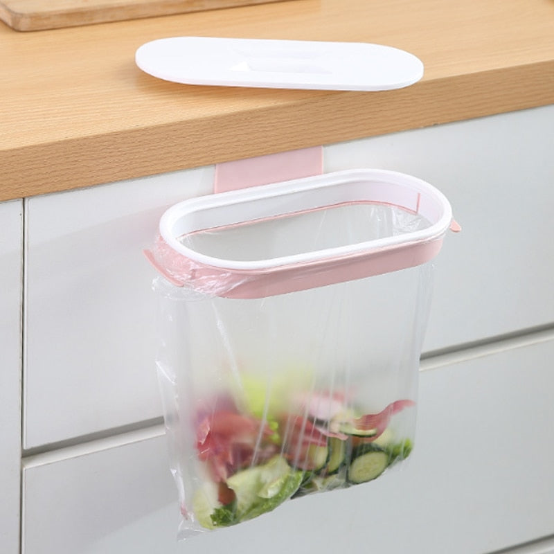 Kitchen Hanging Trash Can Cabinet Door Basket Waste Bin Garbage Rack Tool Storage Holder Kitchen Organizer