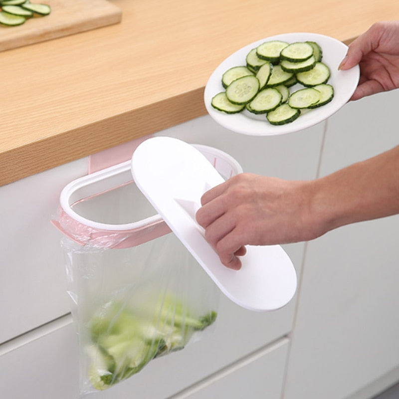 Kitchen Hanging Trash Can Cabinet Door Basket Waste Bin Garbage Rack Tool Storage Holder Kitchen Organizer