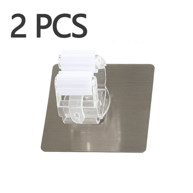 Multi-Purpose Hooks 2/4pcs Adhesive Wall Mounted Mop Holder Broom Hanger Hook Kitchen bathroom Strong Hooks