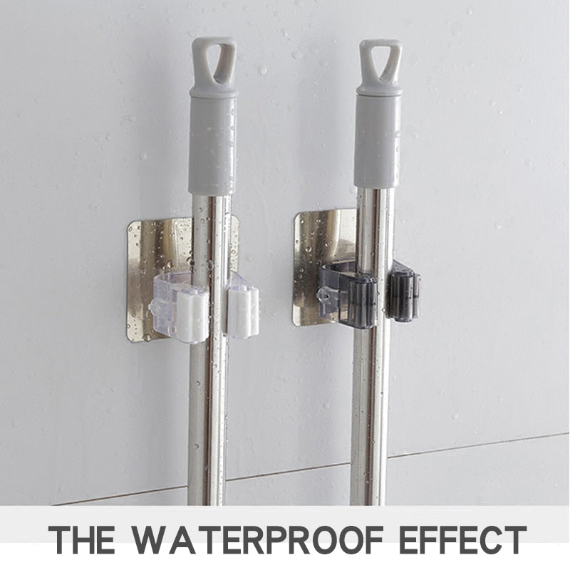 Multi-Purpose Hooks 2/4pcs Adhesive Wall Mounted Mop Holder Broom Hanger Hook Kitchen bathroom Strong Hooks
