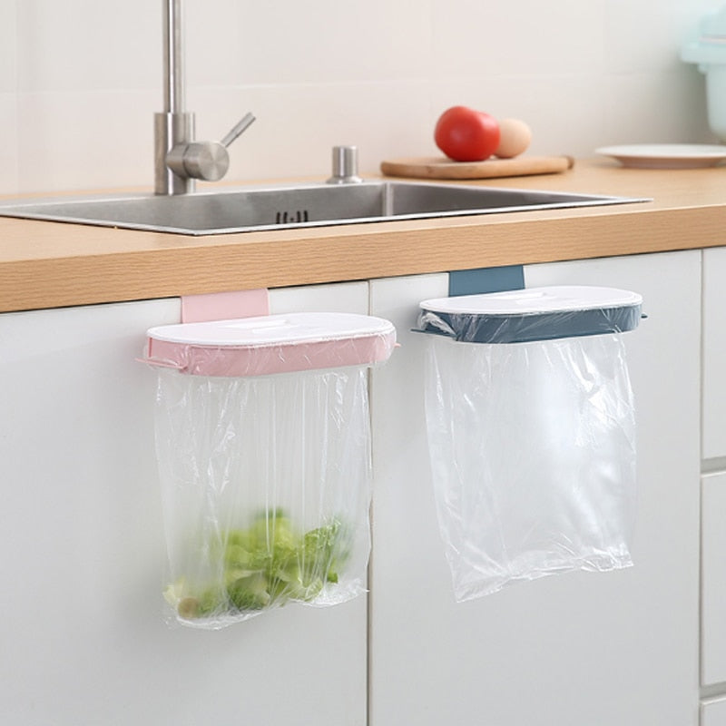 Kitchen Hanging Trash Can Cabinet Door Basket Waste Bin Garbage Rack Tool Storage Holder Kitchen Organizer