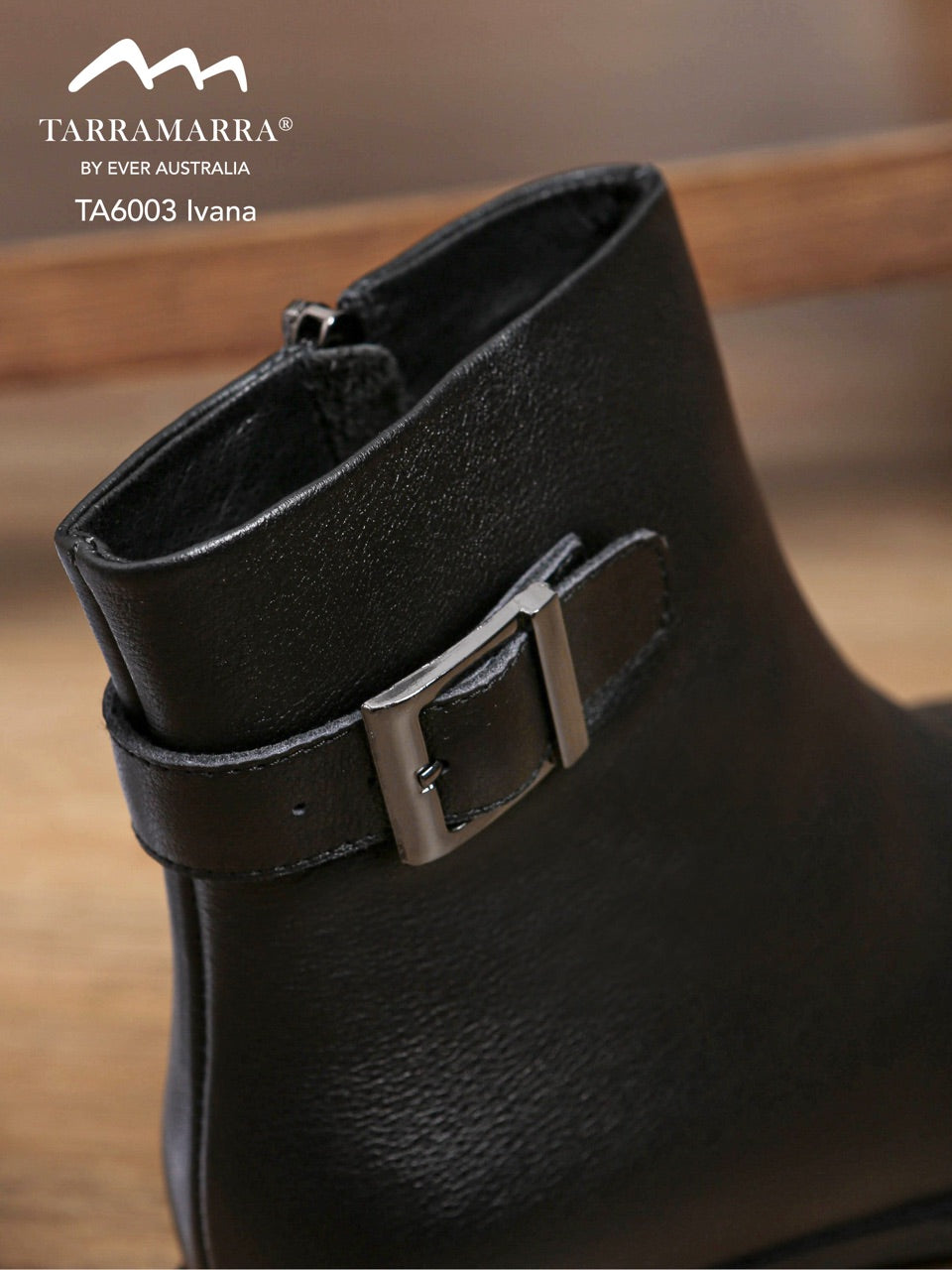 TARRAMARR Women Leather Boots Ivana Buckled Chelsea Boots Black TA6003