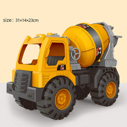 Large Engineering Vehicle Toy Set: Excavator, Crane, Mixer, and Dump Truck Models for Kids' Outdoor Sand Play and Fun