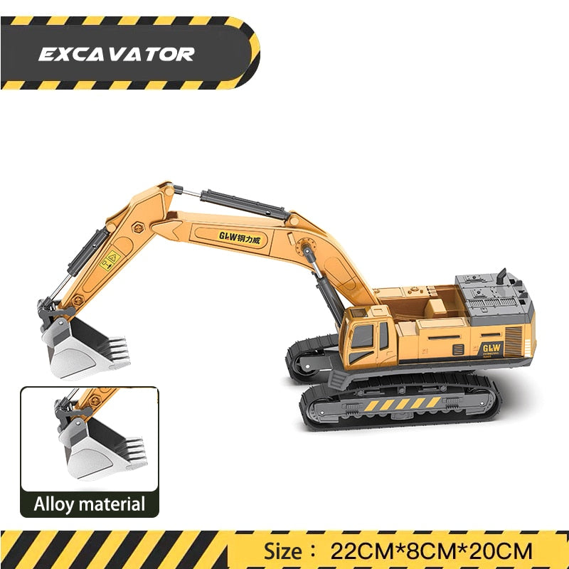 Diecast Construction Vehicle Toy Set: Excavator, Tractor, Cement Truck, Bulldozer, Crane – Perfect for Boys' Education and Play, Wholesale Gift