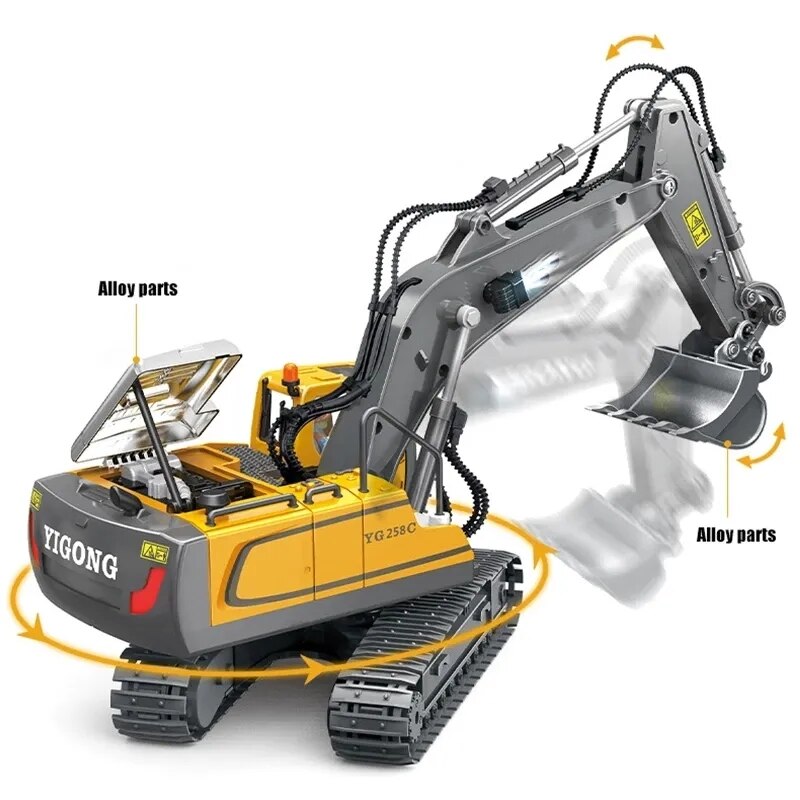 1/20 Scale RC Excavator: Remote Control Alloy Construction Vehicle with 680-Degree Rotation – Perfect Kids Gift for Engineering Play