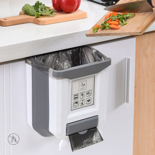 Foldable Trash Bin Hanging Waste Bin For Kitchen Garbage Can