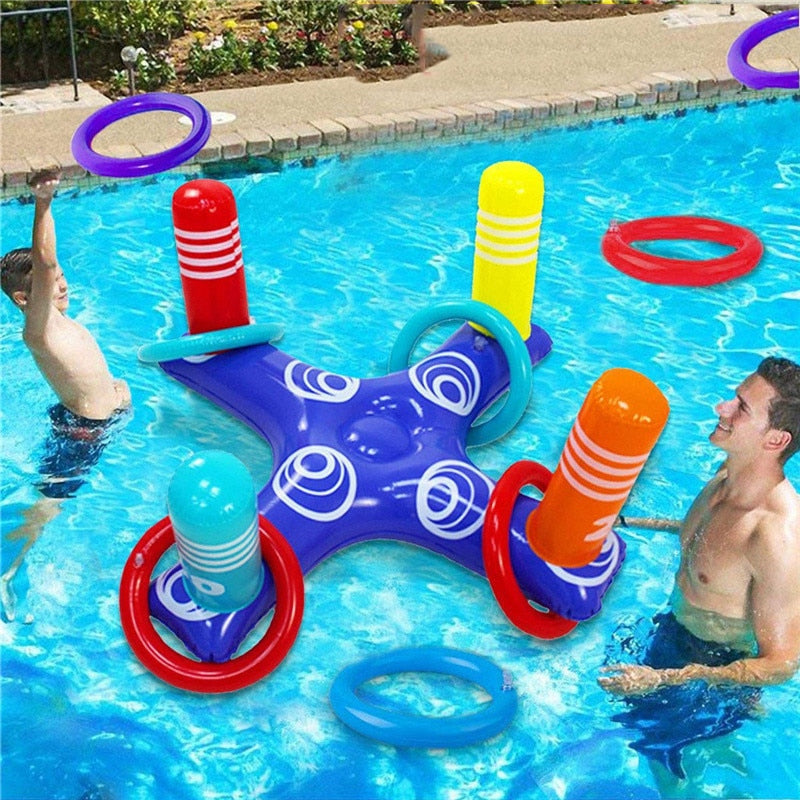 Summer Water Fun: Inflatable Ring Toss Pool Game Toy for Kids - Perfect for Outdoor Pool and Beach Play