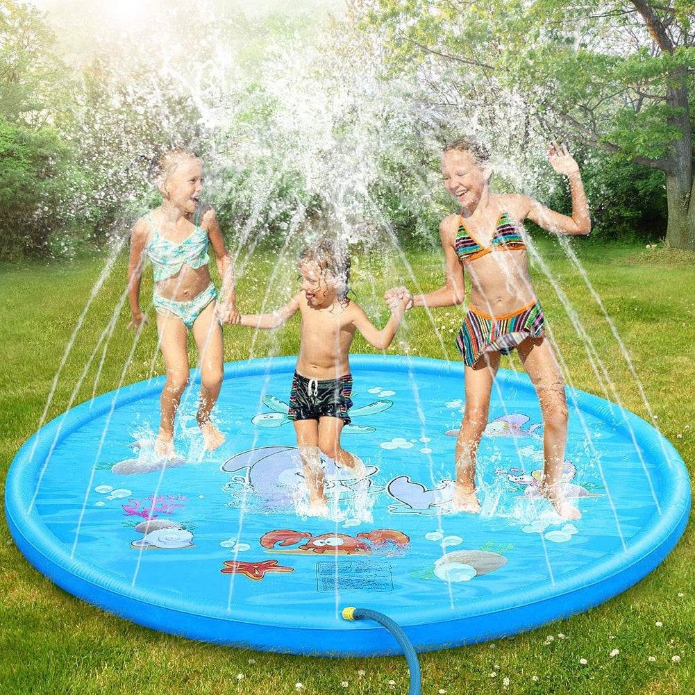 Inflatable Water Spray Pad for Kids - 100/170 CM Summer Beach Outdoor Game Toy for Lawn and Pool Fun